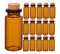 VINTORKY Petits Flacons en Verre Ambré 10 ML Lot de 30 Bouchon Liège Soufflé la Main pour Présents Originaux et Activités Manuelles