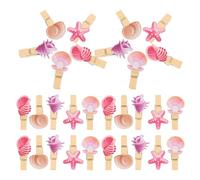 VINTORKY Pinces à Photos Motifs Marins Vivants en Bois Lot de 30 Design Coquillage Finition Soignée, Support Mémo Élégant Pratique pour Bureau et Maison