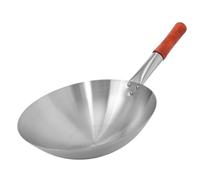 VINTORKY Poêle à Sauter Wok Acier Inoxydable Poignée Unique Bois 30 CM pour Cuisson Traditionnelle sur Plaque Électrique