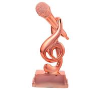 VINTORKY Trophée de Microphone, Trophée de Discours en Résine Or, Forme Microphone, Symbole de Réussite, Décoration de Table pour Activités Scolaires et Soirées Karaoké, Adultes