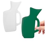 VINTORKY Urinoir Féminin en Plastique 2 Pièces 1000ml pour Voyage et Camping, Bouteille D'urine pour Femme Facile à Nettoyer Fuite, Récipient Pratique Blanc et Vert