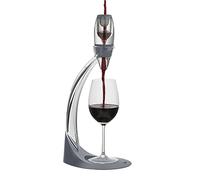 Vinturi Ensemble bec verseur rouge et décanteur de luxe pour aérer facilement et facilement le vin par la bouteille ou le verre et améliore les saveurs avec une finition plus lisse, gris
