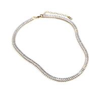 VINTY Collier tennis en oxyde de zirconium avec strass en cristal taillé baguette, acier inoxydable plaqué or, hypoallergénique, réglable, bijou de demoiselle d'honneur pour femme, Zircone cubique