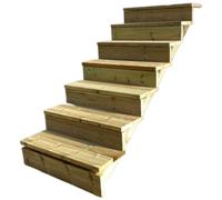 Vinuovo Escalier extérieur bois, 2 à 7 Marches, Rampe d'escalier, Kit prêt à l'emploi, en Bois, pour Jardin, Balcon et Terrasse (7 marches avec contre-marches, 80 cm)