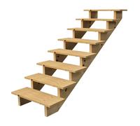Vinuovo Escalier extérieur bois, 2 à 7 Marches, Rampe d'escalier, Kit prêt à l'emploi, en Bois, pour Jardin, Balcon et Terrasse (7 marches SANS contre-marches, 60 cm)