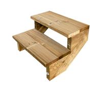 Vinuovo Escalier extérieur bois, 2 à 7 Marches, Rampe d'escalier, Kit prêt à l'emploi, en Bois, pour Jardin, Balcon et Terrasse (2 marches SANS contre-marches, 60 cm)
