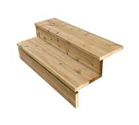 Vinuovo- Escalier extérieur Bois - Berlin - 2 Marches H 37 cm - avec Contre-marches, Largeur 100 cm - Vinuovo- Escalier en kit, en Bois Autoclave. pour Jardin. Balcon et Terrasse