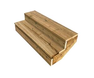 Vinuovo- Escalier extérieur Bois - Berlin - 2 Marches H 37 cm - avec Contre-marches, Largeur 120 cm - Vinuovo- Escalier en kit, en Bois Autoclave. pour Jardin. Balcon et Terrasse