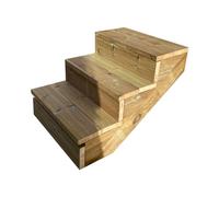 Vinuovo- Escalier extérieur Bois - Berlin - 3 marches H 54 cm - avec Contre-marches, Largeur 60 cm - Vinuovo- Escalier en kit, en Bois Autoclave. pour Jardin. Balcon et Terrasse