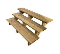 Vinuovo- Escalier extérieur Bois - Berlin - 3 marches H 54 cm - sans Contre-marches, Largeur 140 cm - Vinuovo- Escalier en kit, en Bois Autoclave. pour Jardin. Balcon et Terrasse