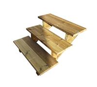 Vinuovo- Escalier extérieur Bois - Berlin - 3 marches H 54 cm - sans Contre-marches, Largeur 80 cm - Vinuovo- Escalier en kit, en Bois Autoclave. pour Jardin. Balcon et Terrasse
