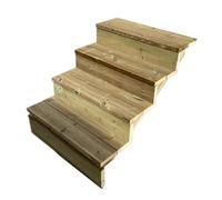 Vinuovo- Escalier extérieur Bois - Berlin - 4 Marches H 71 cm - AVEC Contre-marches, Largeur 80 cm - Vinuovo- Escalier en kit, en Bois Autoclave. pour Jardin. Balcon et Terrasse