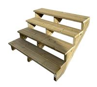 Vinuovo- Escalier extérieur Bois - Berlin - 4 Marches H 71 cm - sans Contre-marches, Largeur 140 cm - Vinuovo- Escalier en kit, en Bois Autoclave. pour Jardin. Balcon et Terrasse