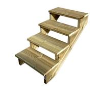 Vinuovo- Escalier extérieur Bois - Berlin - 4 Marches H 71 cm - sans Contre-marches, Largeur 80 cm - Vinuovo- Escalier en kit, en Bois Autoclave. pour Jardin. Balcon et Terrasse