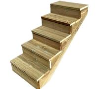 Vinuovo- Escalier extérieur Bois - Berlin - 5 marches H 88 cm - AVEC Contre-marches, Largeur 100 cm - Vinuovo- Escalier en kit, en Bois Autoclave. pour Jardin. Balcon et Terrasse