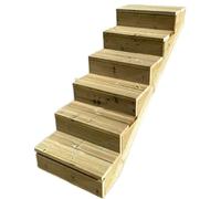 Vinuovo- Escalier extérieur Bois - Berlin - 6 Marches H 105 cm - avec Contre-marches, Largeur 100 cm - Vinuovo- Escalier en kit, en Bois Autoclave. pour Jardin. Balcon et Terrasse