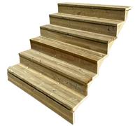 Vinuovo- Escalier extérieur Bois - Berlin - 6 Marches H 105 cm - avec Contre-marches, Largeur 140 cm - Vinuovo- Escalier en kit, en Bois Autoclave. pour Jardin. Balcon et Terrasse