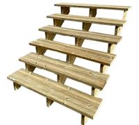Vinuovo- Escalier extérieur Bois - Berlin - 6 Marches H 105 cm - sans Contre-marches, Largeur 140 cm - Vinuovo- Escalier en kit, en Bois Autoclave. pour Jardin. Balcon et Terrasse