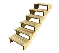 Vinuovo- Escalier extérieur Bois - Berlin - 6 Marches H 105 cm - sans Contre-marches, Largeur 80 cm - Vinuovo- Escalier en kit, en Bois Autoclave. pour Jardin. Balcon et Terrasse