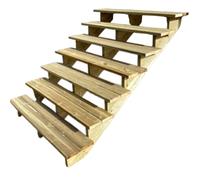 Vinuovo- Escalier extérieur Bois - Berlin - 7 Marches H 122 cm - sans Contre-marches, Largeur 120 cm - - Vinuovo- Escalier en kit, en Bois Autoclave. pour Jardin. Balcon et Terrasse