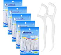 VINUSTO Lot de 5 de 150 bâtonnets de fil dentaire à poche zippée, bâtonnet de fil dentaire en polymère, Bâton de fil dentaire jetable, pour le nettoyage des dents, les soins dentaires.