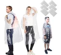 Vinuwu 6 Stück Regenponcho Damen Herren Kinder Durchsichtig Wasserdicht Regenponcho Festival Einweg Regenschutz Regencape (3 Erwachsene + 3 Kinder)