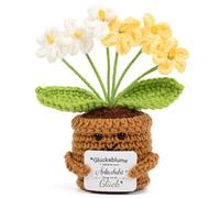 Vinuwu Fleur Porte-Bonheur - Fleurs tricotées avec Carte “Dès Que tu me Souris, Je t’apporte du Bonheur“, Cadeau & Porte-Bonheur