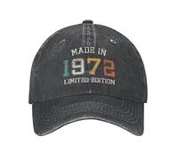 VInwos Casquette de Baseball Snapback Chapeau de Soleil Classique Unisexe Coton né en 1972 Casquette de Baseball Adulte 1972 Cadeau réglable Papa Chapeau Femmes Hommes Protection Solaire Cadeau