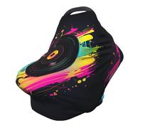 Viny Cd Couverture d'allaitement à 360° Couverture complète Coloré Musique Record Écharpe extensible pour l'allaitement et le siège de voiture Convient à la plupart des poussettes et landaus