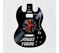 VINY WOODY Angus Horloge à disque vinyle pour guitare Hard Rock Décoration murale
