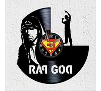 VINY WOODY Grande horloge Silhouette Rappeur Producteur Acteur Américain Musique Hip Hop Rap Décoration Murale Horloge Disque Vinyle
