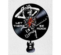 VINY WOODY Horloge murale avec pendule en forme de guitare fabriqué à partir de disque de vinyle Bande Hard Rock Australien Décoration murale
