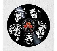 VINY WOODY Rap Stars Old School Horloge murale Décoration murale Musique Hip Hop Rap Horloge disque vinyle Cadeau original