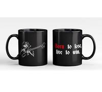 VINY WOODY Tasse en céramique noire avec motif Hard Rock, Lemmy Forever, décorative avec inscription « Born to Lose Live to Win» pour boissons chaudes et froides