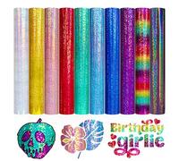 VINYL FROG Film vinyl pailleté pour traceur 10 pièces Film permanent pour traceur en vinyle autocollant 30,5 x 30,5 cm Film autocollant pour autocollants durables, panneaux et autres projets de