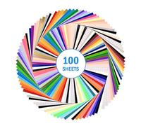 VINYL FROG Lot de 100 feuilles de vinyle adhésif permanent (56 vinyle brillant + 38 vinyles mats + 6 rubans de transfert) 30,5 x 30,5 cm pour Cricut et tasse, fenêtre, céramique, décoration de