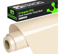 VINYL FROG Rouleau de vinyle de transfert thermique pour t-shirts, presse à chaud pour loisirs créatifs et loisirs créatifs Crème 30,5 x 3,7 m