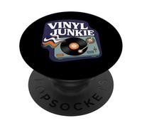 Vinyl Junkie Retro Turntable Record Collector Music Lover PopSockets PopGrip Adhésif
