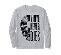Vinyl Never Dies Vintage Record Collector Gothic Skull LP Manche Longue