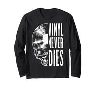 Vinyl Never Dies Vintage Record Collector Gothic Skull LP Manche Longue