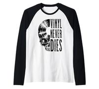 Vinyl Never Dies Vintage Record Collector Gothic Skull LP Manche Raglan