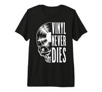 Vinyl Never Dies Vintage Record Collector Gothic Skull LP T-Shirt Haut de Gamme