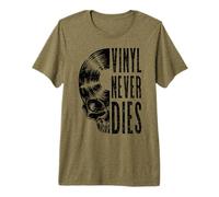 Vinyl Never Dies Vintage Record Collector Gothic Skull LP T-Shirt Haut de Gamme