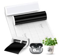 Vinyl permanent intelligent pour Cri cut Joy Xtra, vinyl adhésif intelligent permanent, 24x200 cm rouleau de film pour traceur autocollant pour DIY tasses, décoration artisanale (Blanc + Noir)