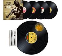 Mikamax Sets de table vinyle Rétro (4 pièces) Disques vinyle ronds Noir