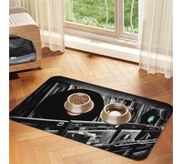 Vinyl Records Tapis d'alimentation absorbant en cuir synthétique pour chien et chat - Protège les sols - Dos en caoutchouc antidérapant - Facile à nettoyer - 40 x 60 cm