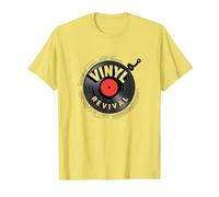 Vinyl Revival Retro Record Amateur de Musique T-Shirt, Homme, Citron, XL