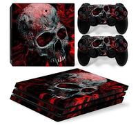 Vinyl Skin Sticker pour Playstation 4 Pro, Blood Skull PS4 Pro Console et Manettes Skins Vinyl Decal Cover