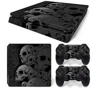 Vinyl Skin Sticker pour Playstation 4 Slim Black Skull PS4 S Console et Manettes Skins Wrap Vinyl Decal Cover