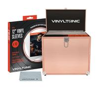 Vinyl Tonic Mallette de rangement pour disques vinyles de 30,5 cm - Peut contenir 40 disques vinyles - Comprend un chiffon de nettoyage universel et 10 pochettes de protection en vinyle, rose gold